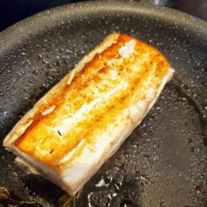 Seared sous vide branzino