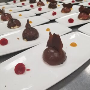 chocolate dessert plating