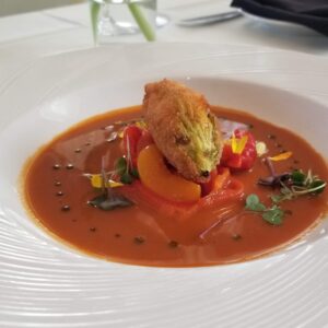 crab filled zucchini flour lobster sauce
