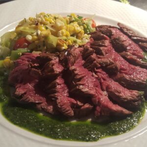 seared hanger steak-corn salad-chimichurri