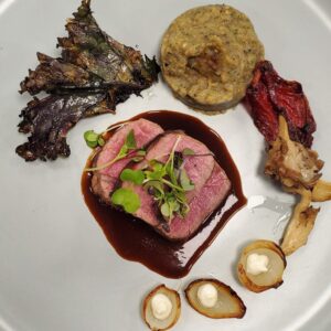 Sous vide lamb loin-eggplant caviar